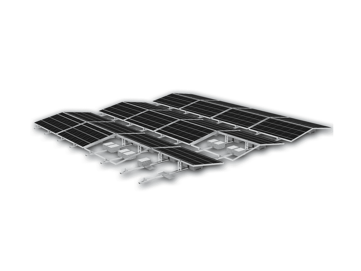 Matrix ELITE ballasted flat roof solar mounting system - studio view