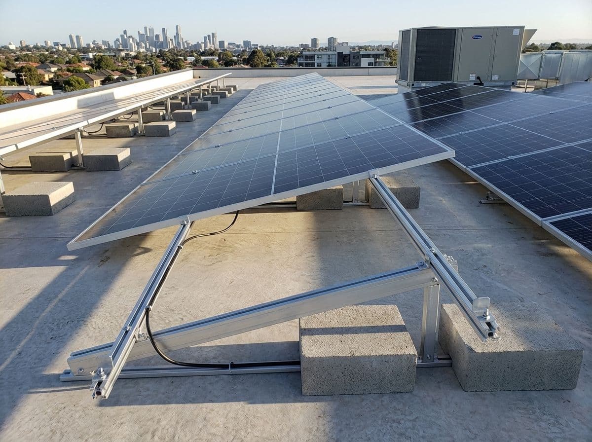 Nova TRIPOD tripod flat roof solar mounting system on commercial rooftop