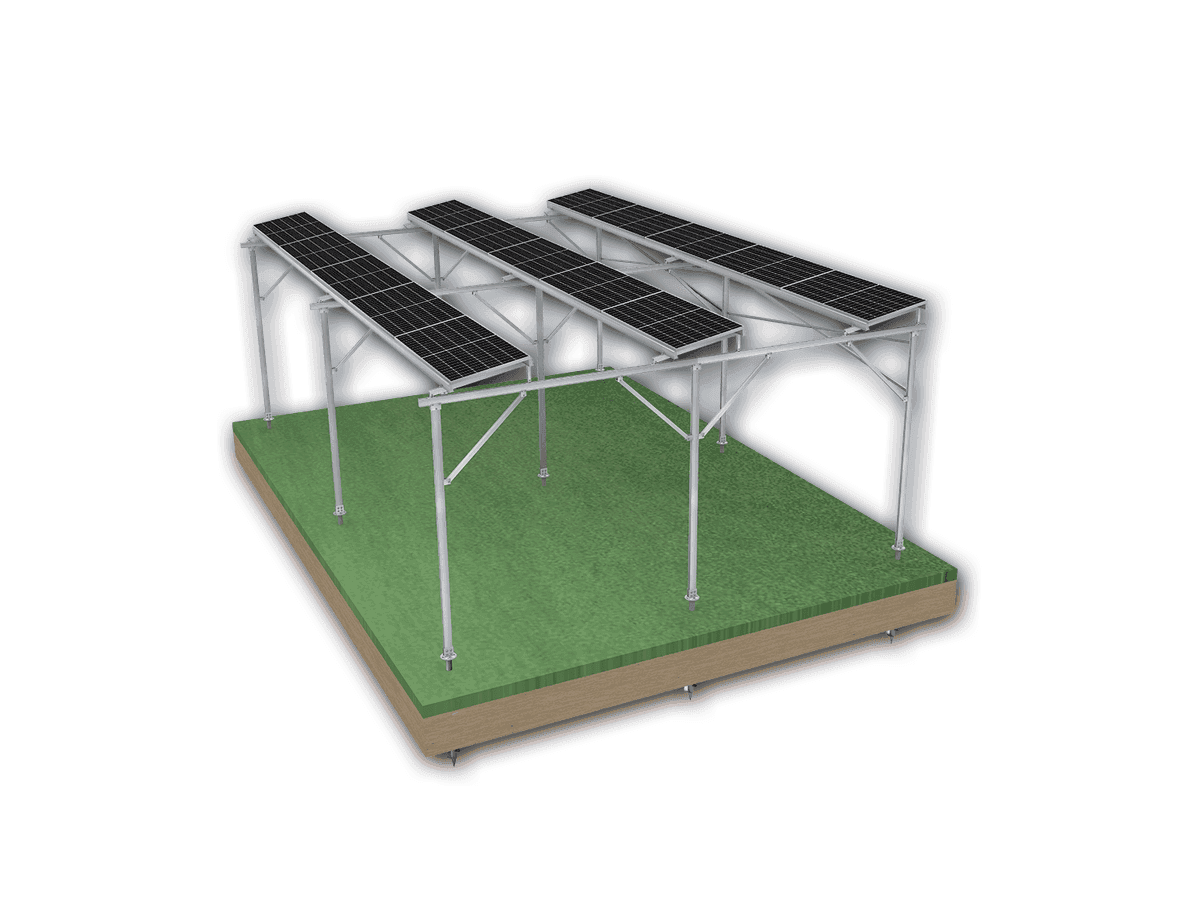 Demeter AGRO agrivoltaic solar mounting system - studio view